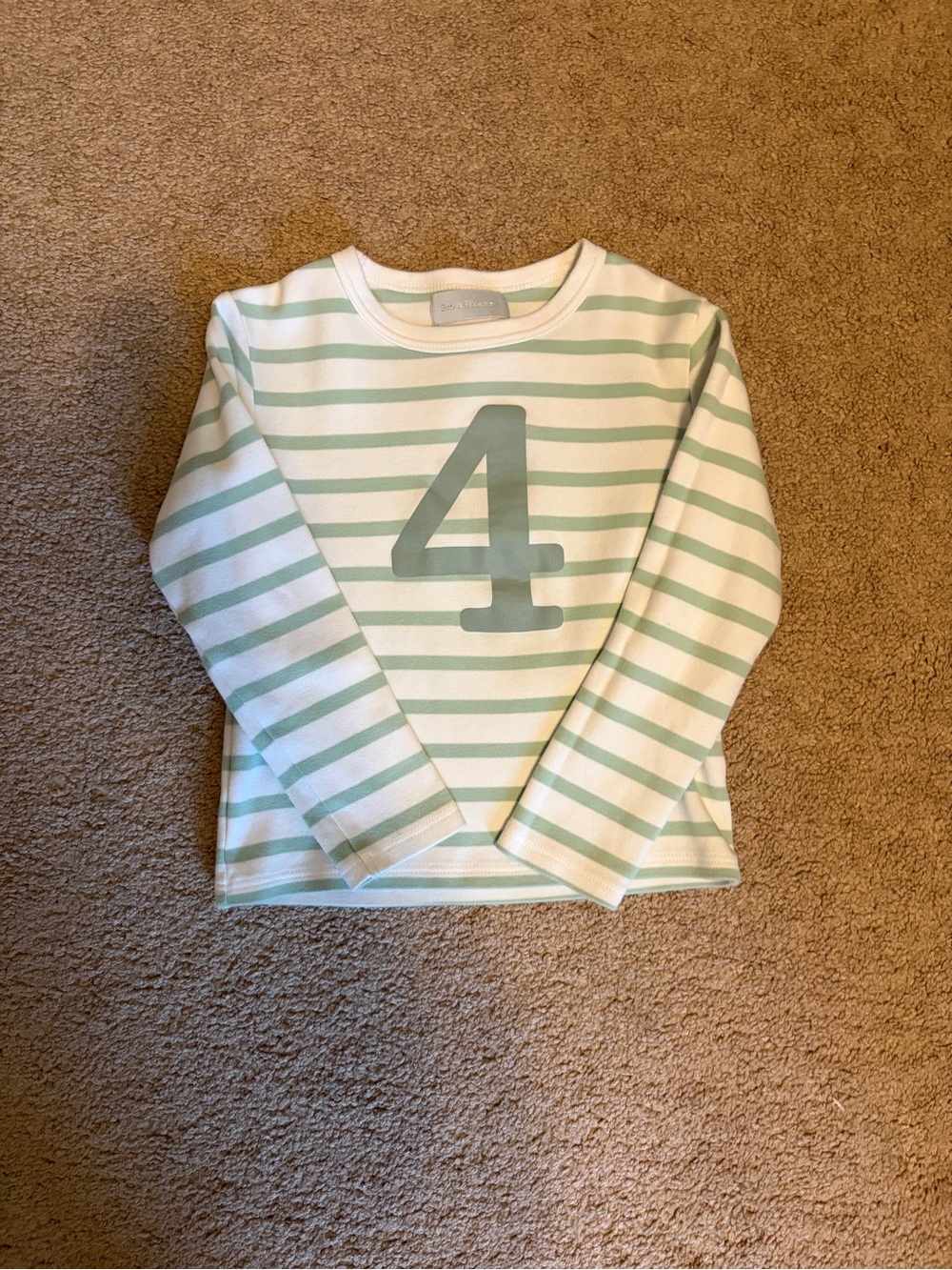 Striped Mint Number 4 Long-Sleeve Kids Top